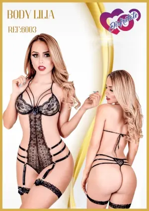 Lenceria Femenina Body Lila Negro